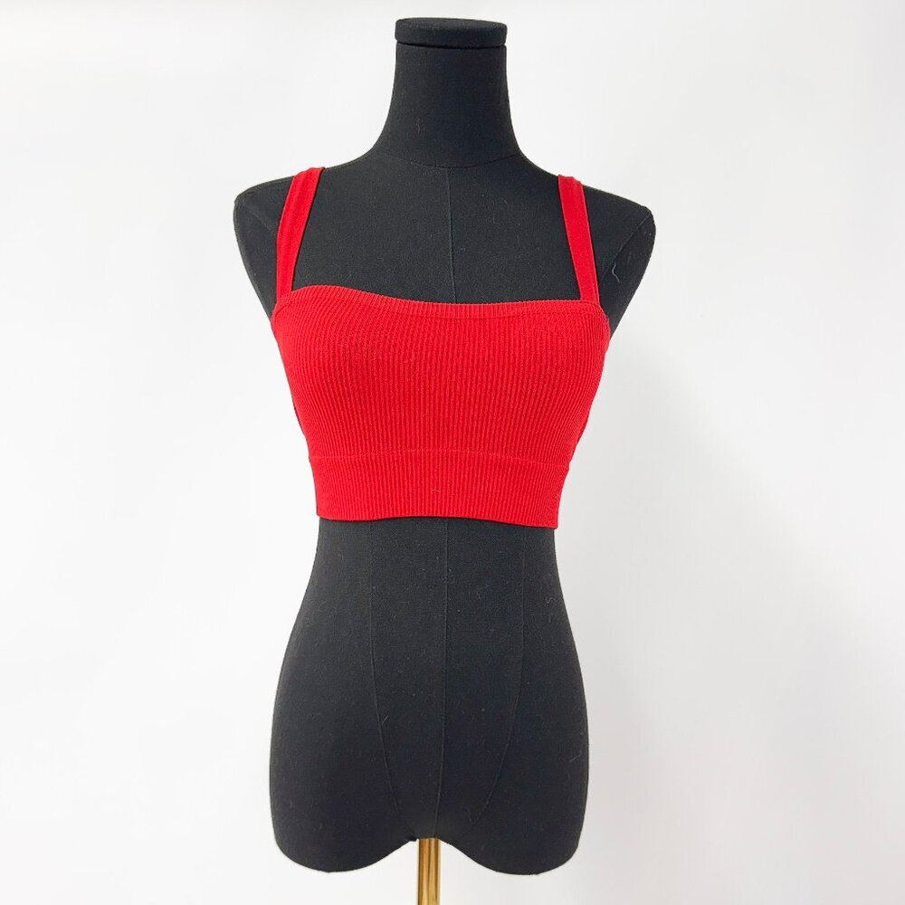 URBAN OUTFITTERS HOT RED RIBBED CROPPED TOP